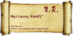 Nyilassy Radó névjegykártya